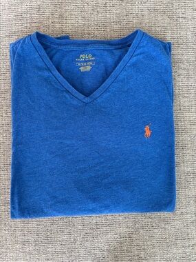 Polo by Ralph Lauren Blue Tee with Orange Logo
